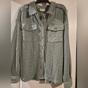 Sage Cable Knit Shacket